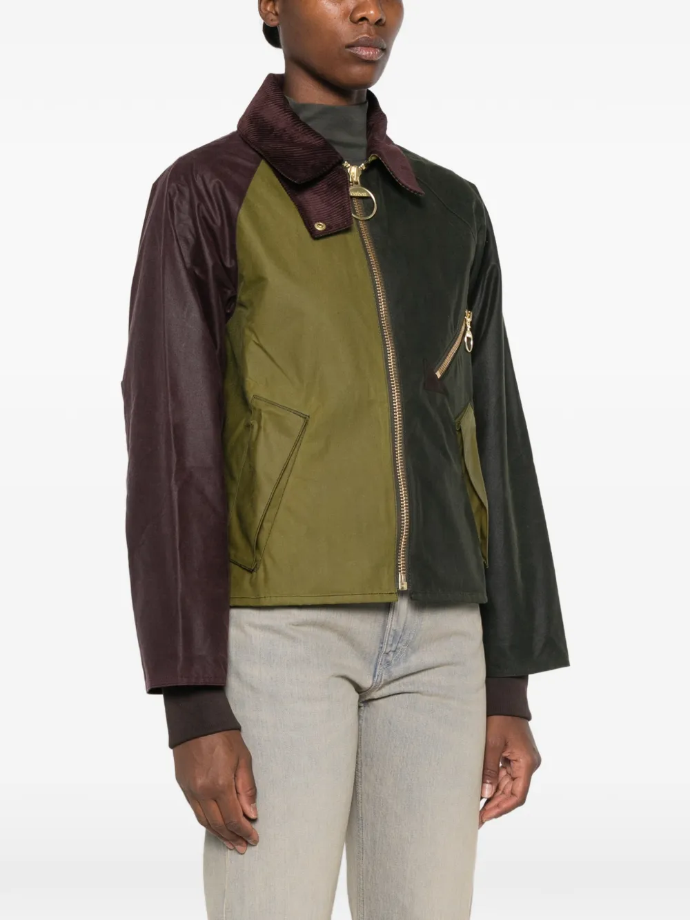 Barbour Gewaxt jack met colourblocking Groen