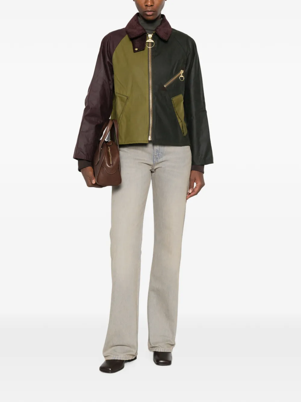Barbour Gewaxt jack met colourblocking Groen