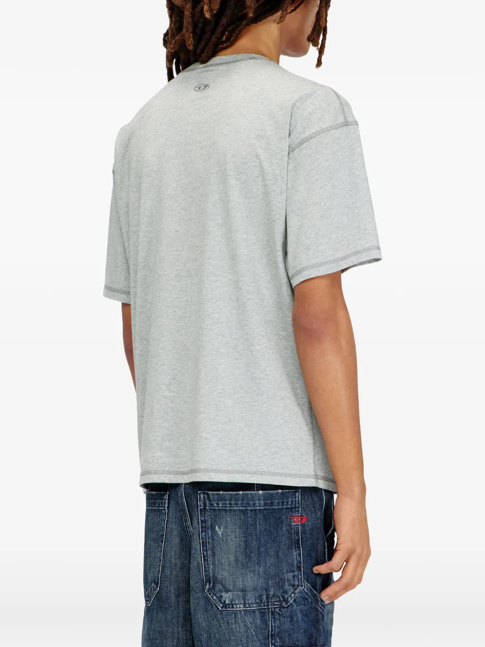 Diesel Ruimvallend T-shirt met grafische dolfijn-print Grijs