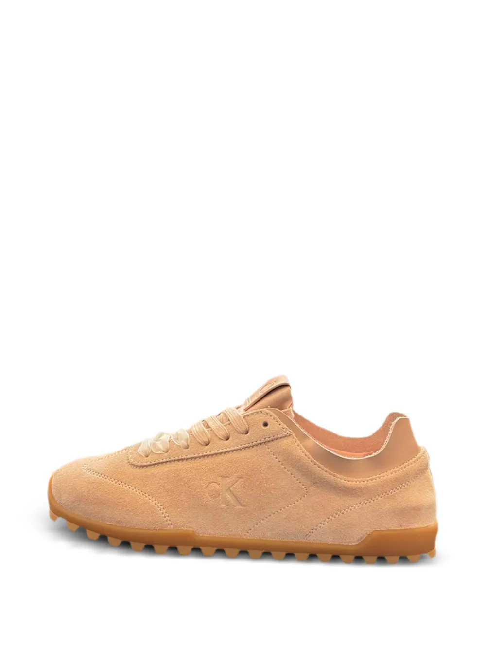 Calvin Klein logo-embossed suede sneakers - Nude
