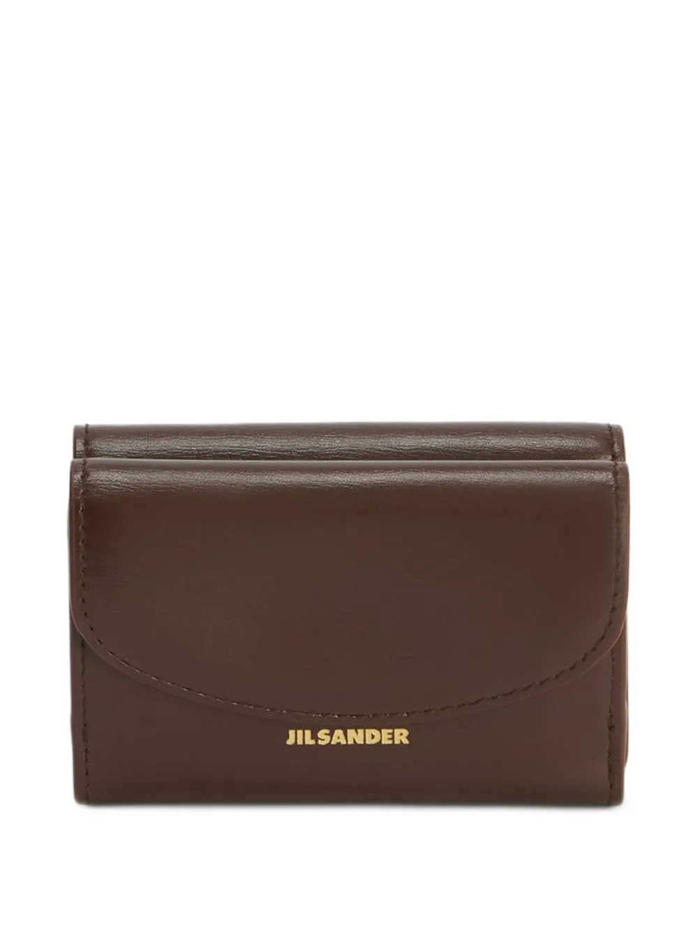 Jil Sander Cannolo leather mini wallet and coin purse with embossed Jil Sander logo - Marrone