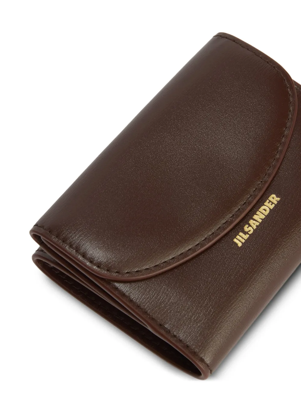 Jil Sander Cannolo leren mini-portemonnee en portemonnee met -logo in reliëf Bruin