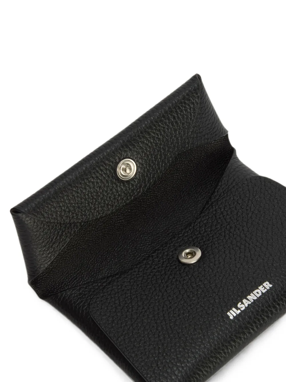 Jil Sander folded grained-leather envelope coin purse and card holder with embossed logo Zwart