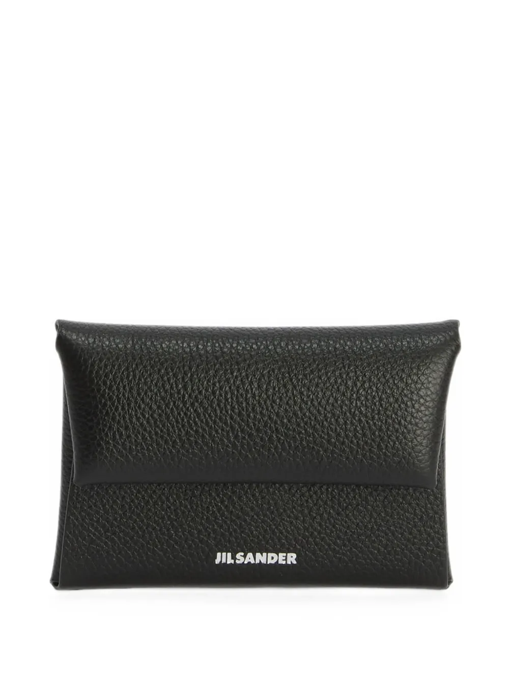 Jil Sander folded grained-leather envelope coin purse and card holder with embossed Jil Sander logo - Nero