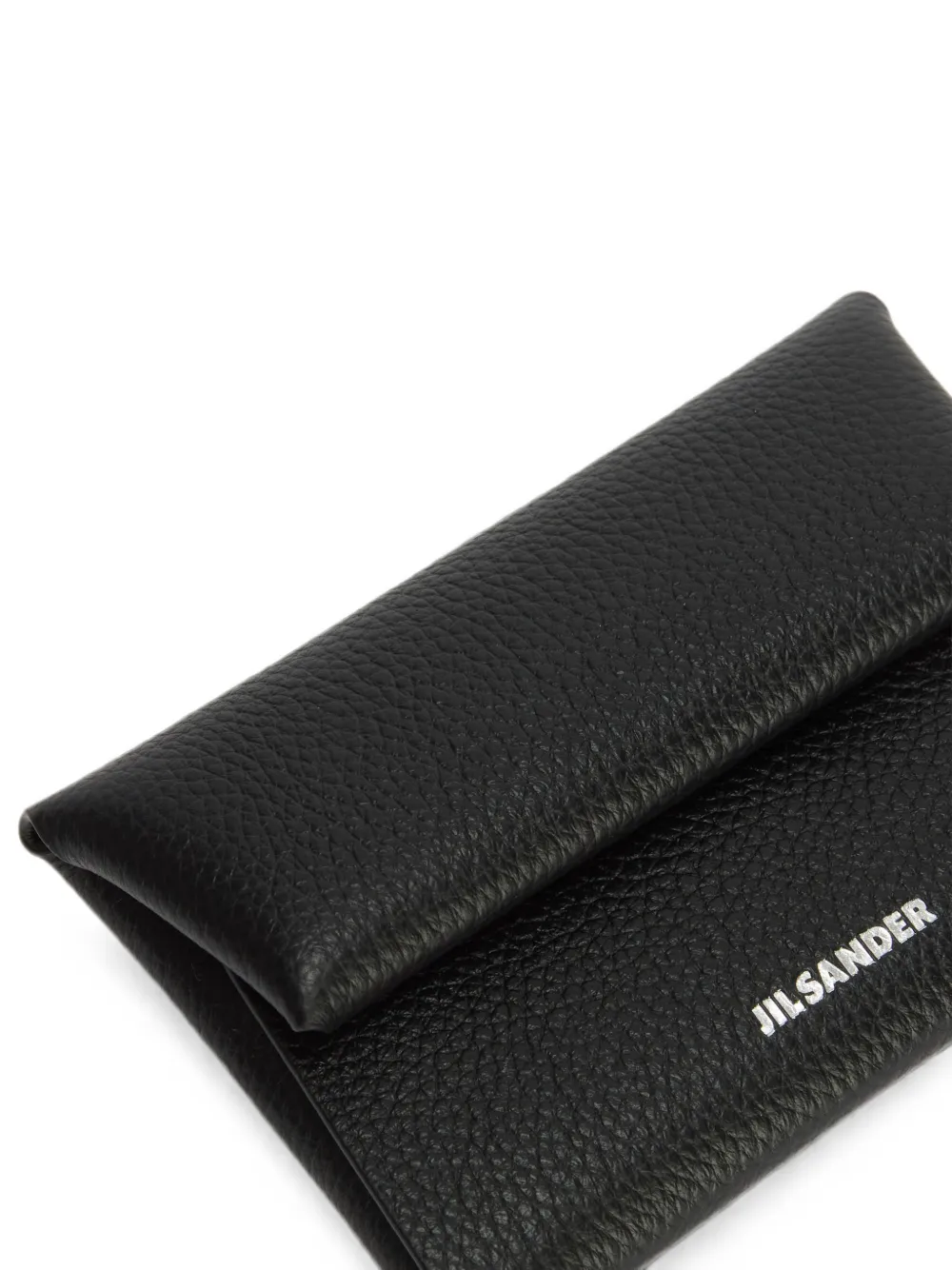 Jil Sander folded grained-leather envelope coin purse and card holder with embossed logo Zwart