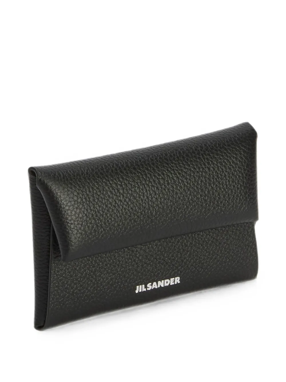 Jil Sander folded grained-leather envelope coin purse and card holder with embossed logo Zwart