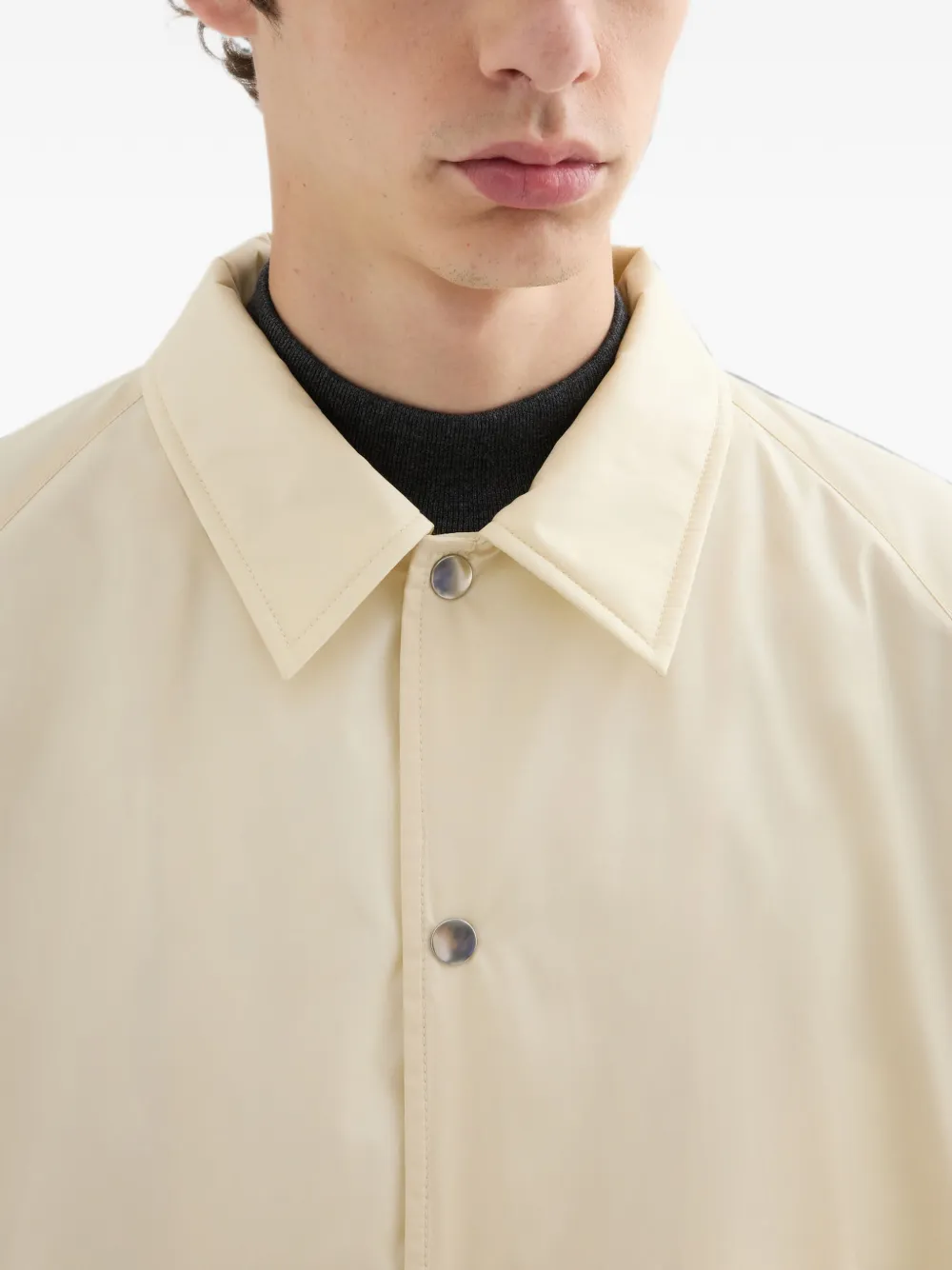 Jil Sander Gewatteerd ruimvallend jack van gerecyclede polyestertaf met -logo-applicatie op de mouw Beige