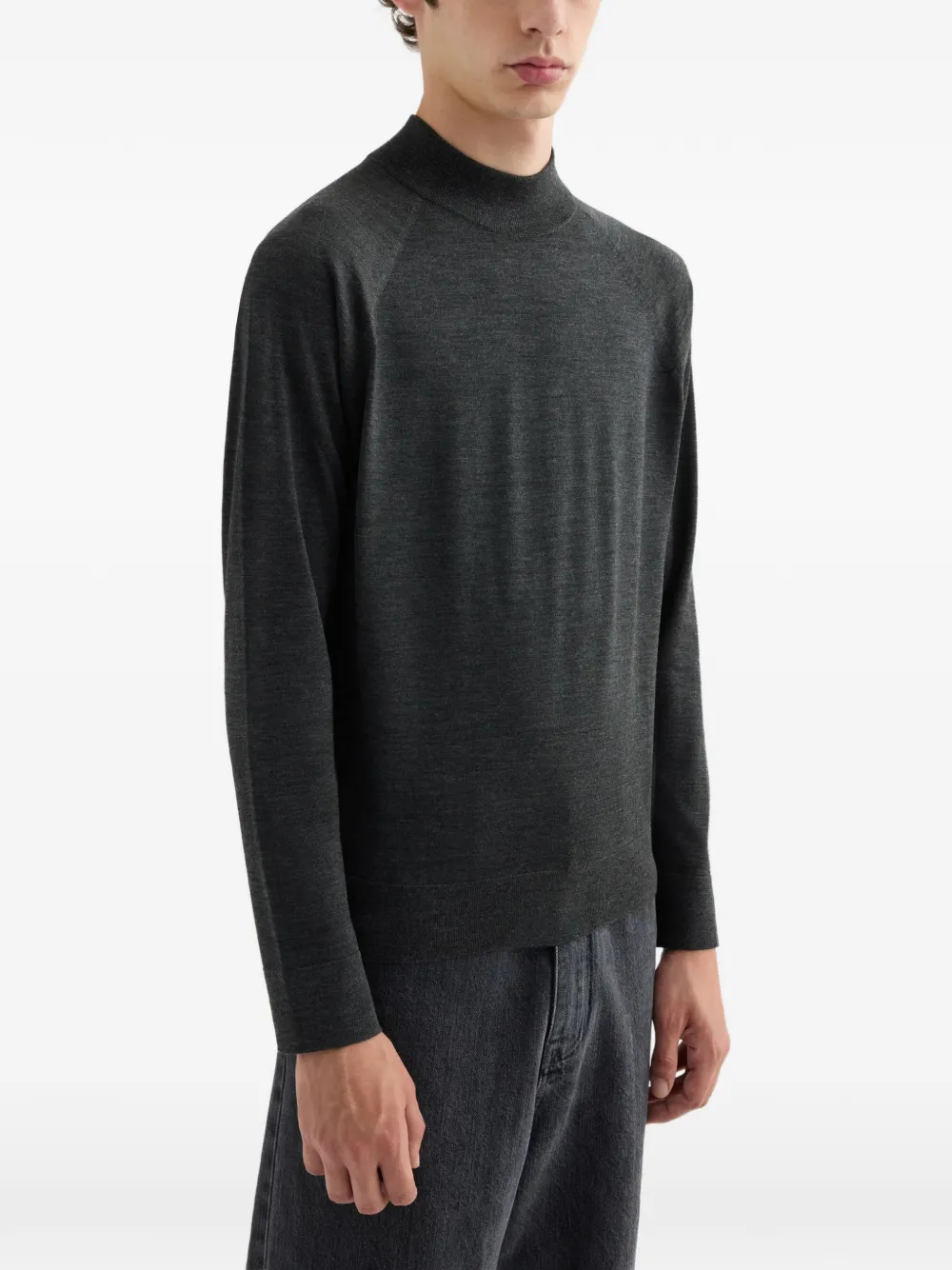 Jil Sander mock-neck slim-fit lightweight-wool sweater Grijs