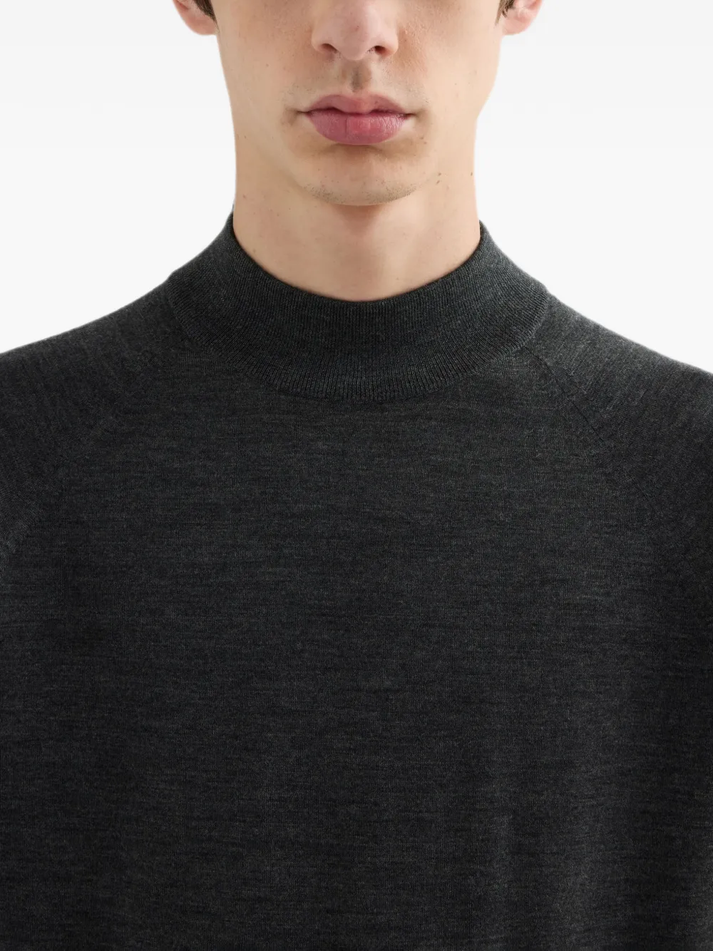 Jil Sander mock-neck slim-fit lightweight-wool sweater Grijs