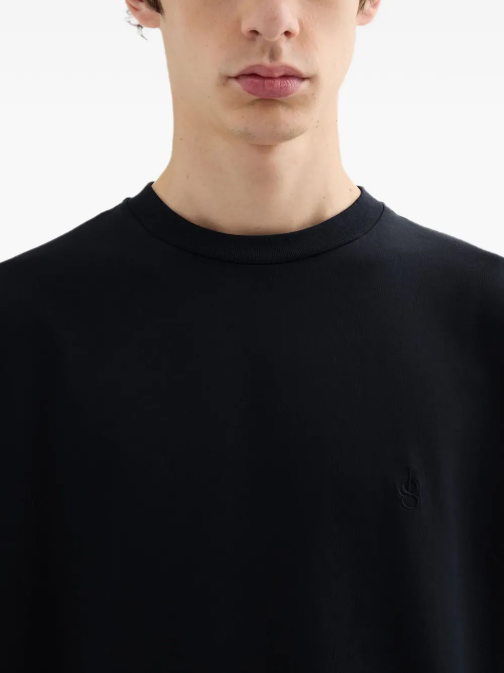 Jil Sander 3-pack katoenen T-shirts met lange mouwen en geborduurd -monogram Zwart