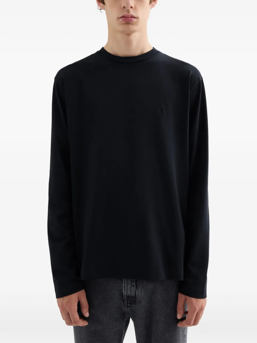 Jil Sander 3-pack katoenen T-shirts met lange mouwen en geborduurd -monogram Zwart