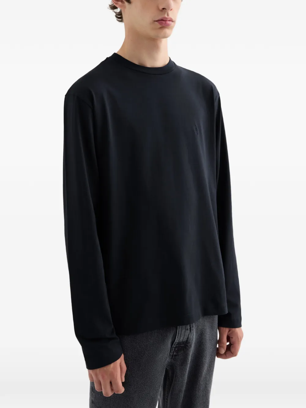 Jil Sander 3-pack katoenen T-shirts met lange mouwen en geborduurd -monogram Zwart