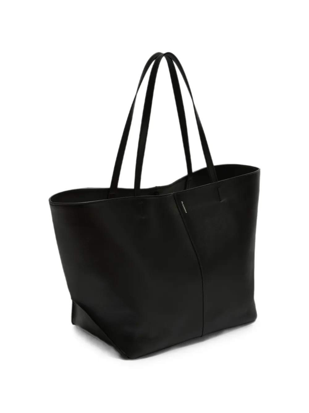 Jil Sander Linea large leather tote bag with centre piping and embossed Jil Sander logo - Nero