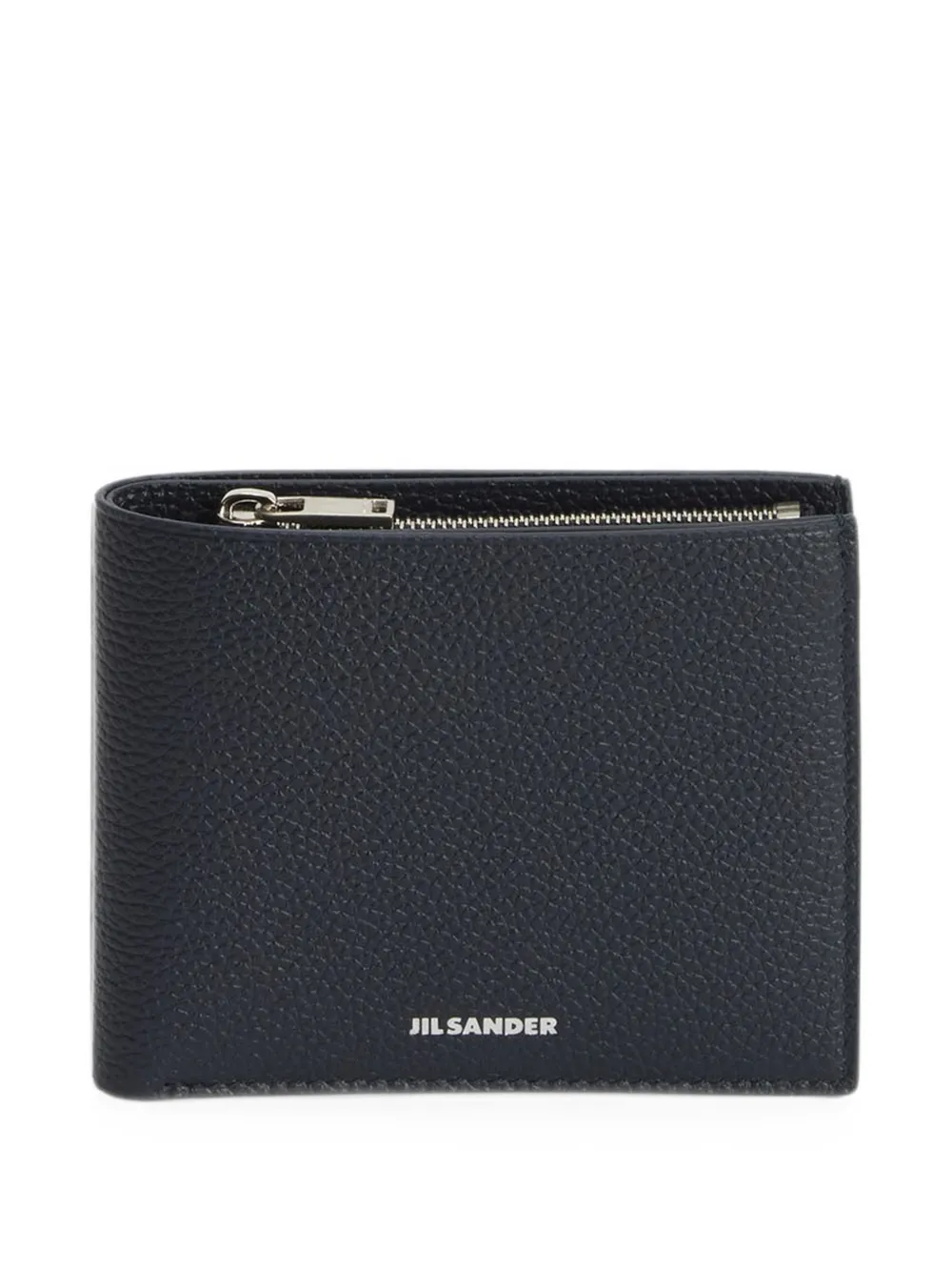 Jil Sander zipped grained-leather pocket wallet with embossed Jil Sander logo - Nero