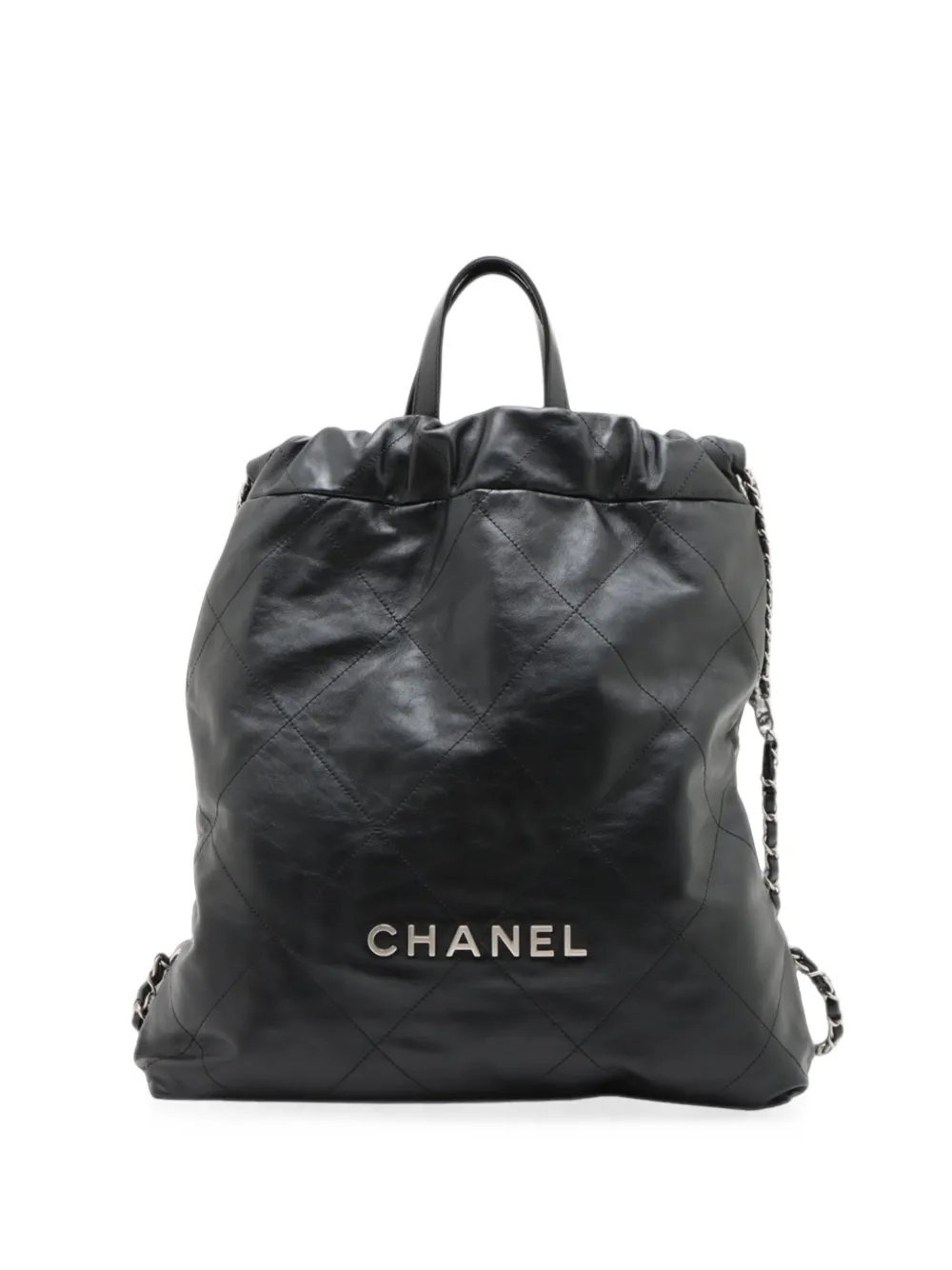 CHANEL Pre-Owned Zaino grande 22 in pelle di vitello trapuntata 2021-2026 - Nero