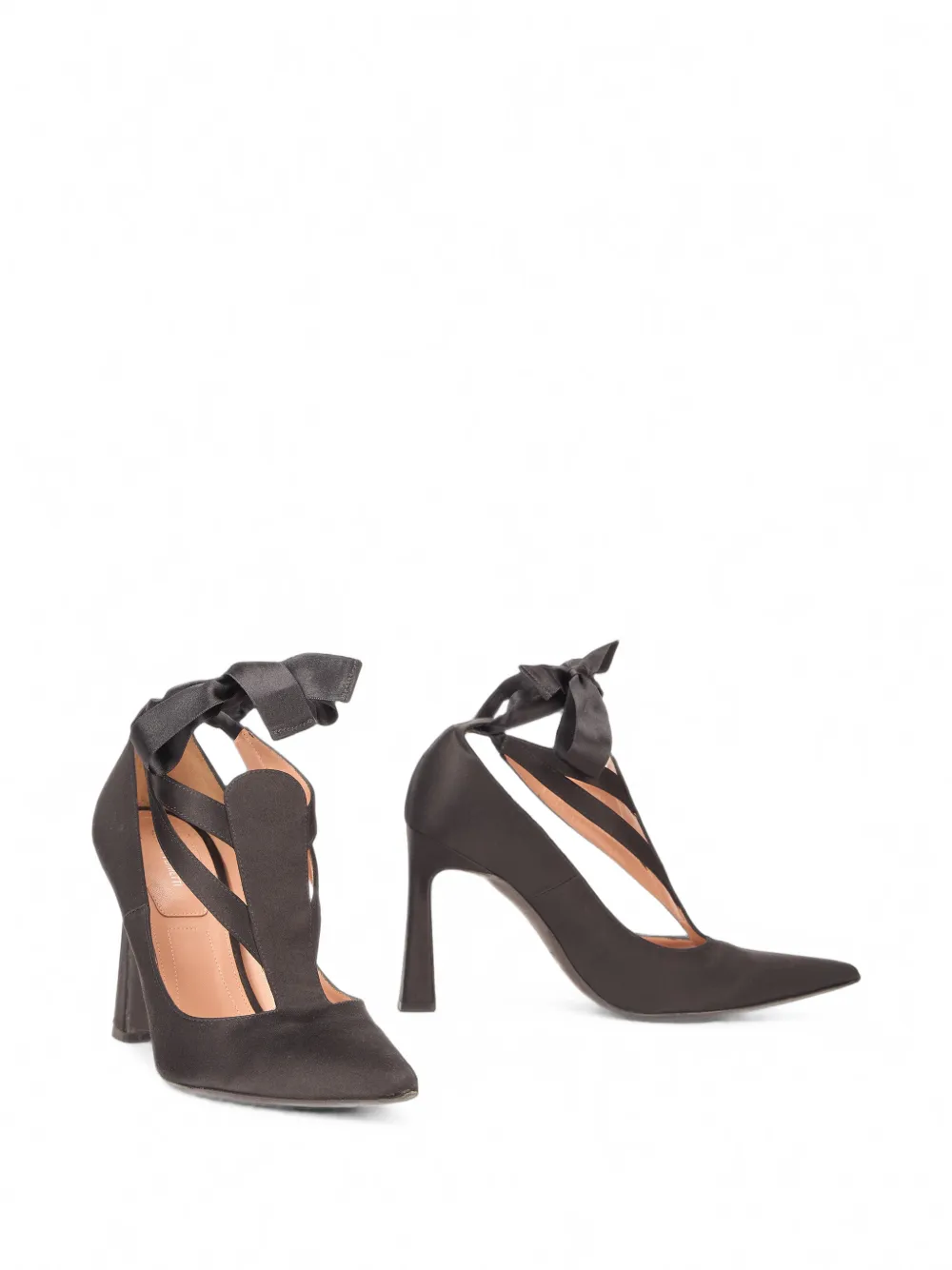 Alberta Ferretti Pumps met puntige neus en veters Zwart