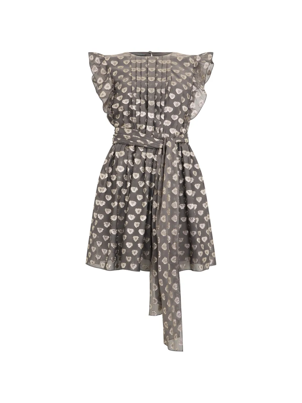 Alberta Ferretti heart-motif ruffled mini dress Grijs