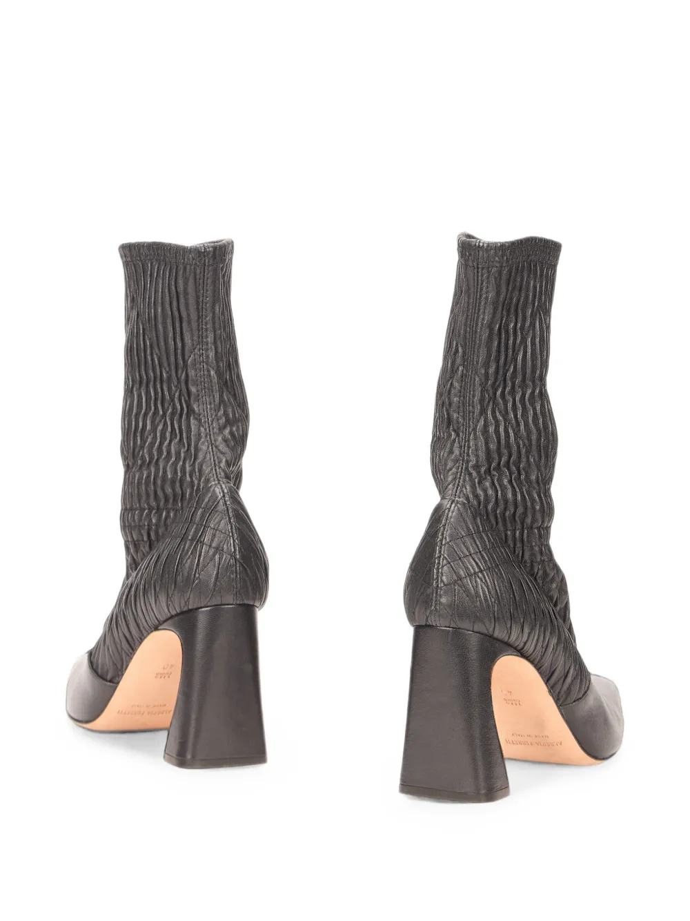 Alberta Ferretti quilted ruched ankle boots Zwart