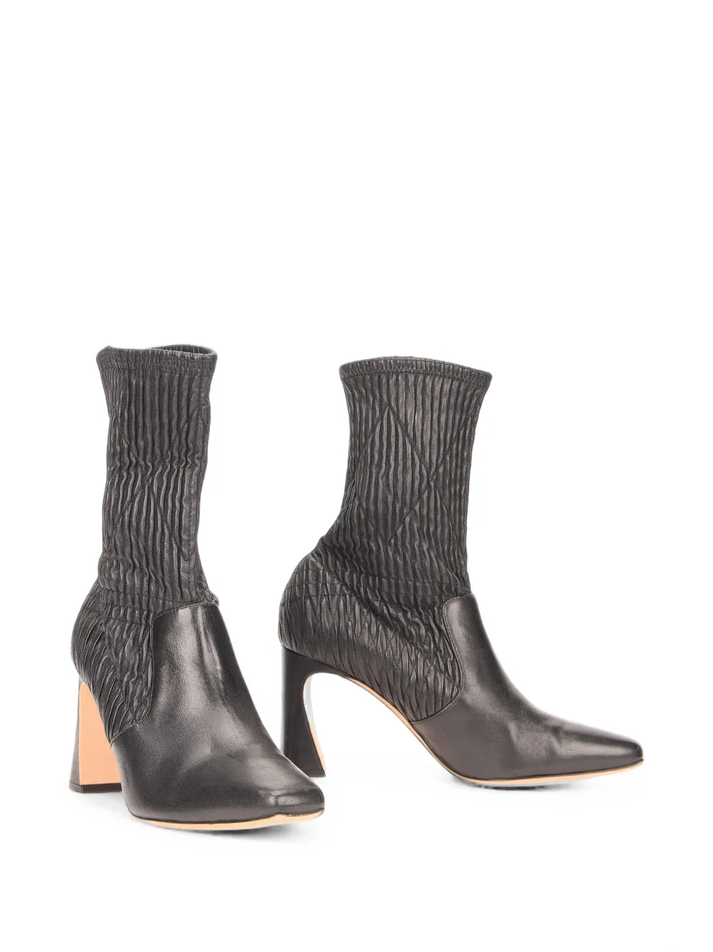 Alberta Ferretti quilted ruched ankle boots Zwart