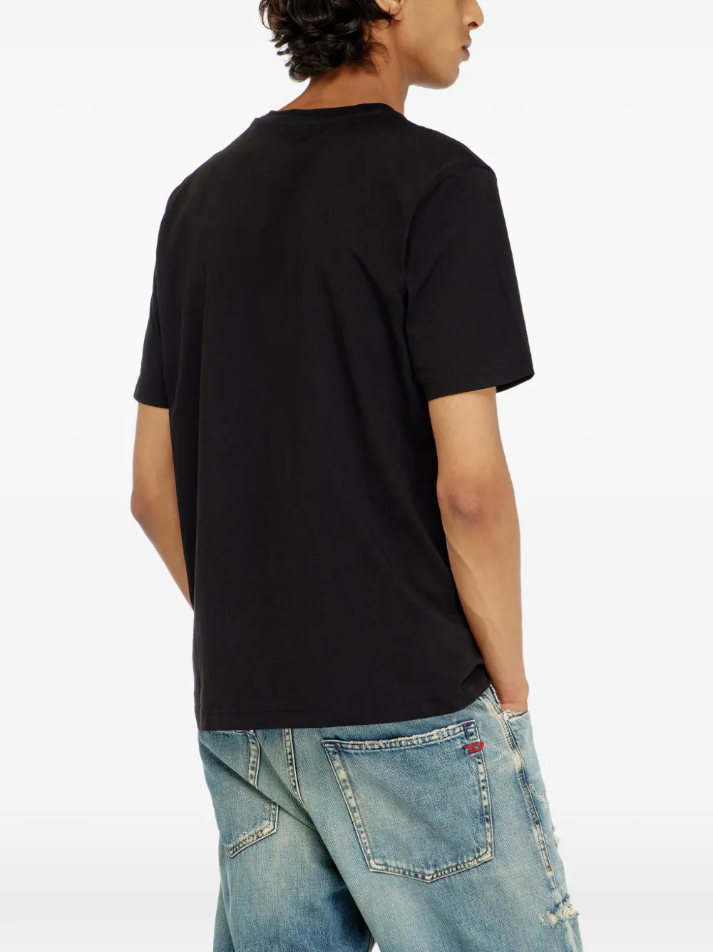 Diesel Katoenen T-shirt met logo-patroon op de borst Zwart