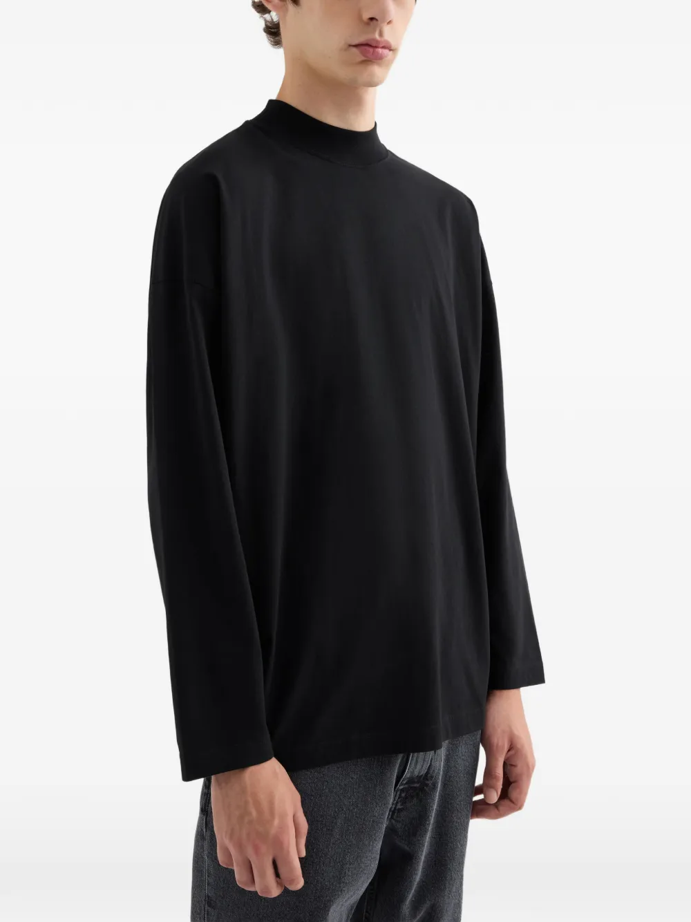 Jil Sander Katoenen T-shirt met ronde opstaande hals Zwart