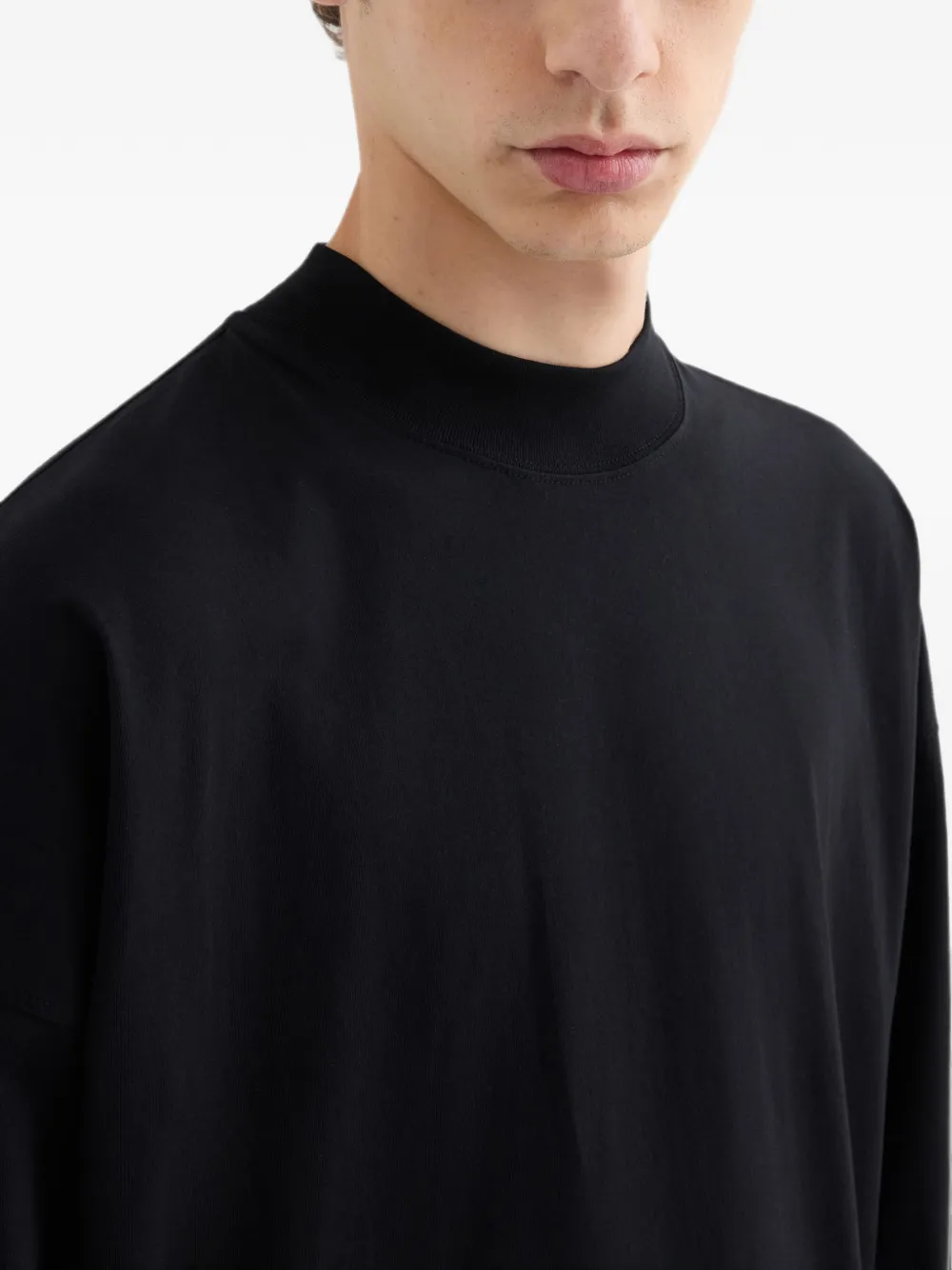Jil Sander Katoenen T-shirt met ronde opstaande hals Zwart