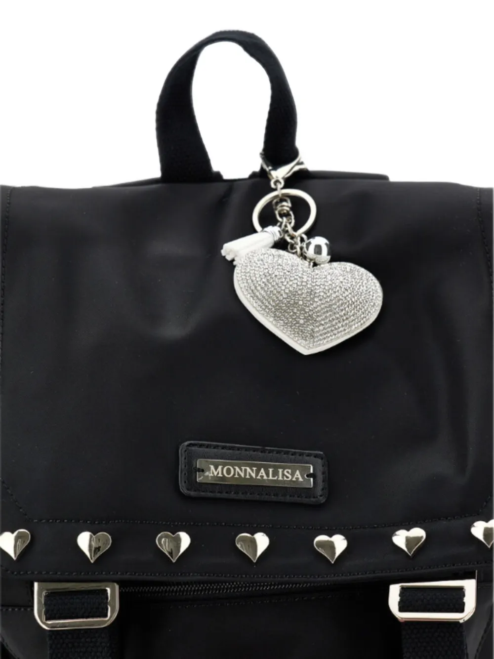 Monnalisa heart-stud foldover backpack Zwart