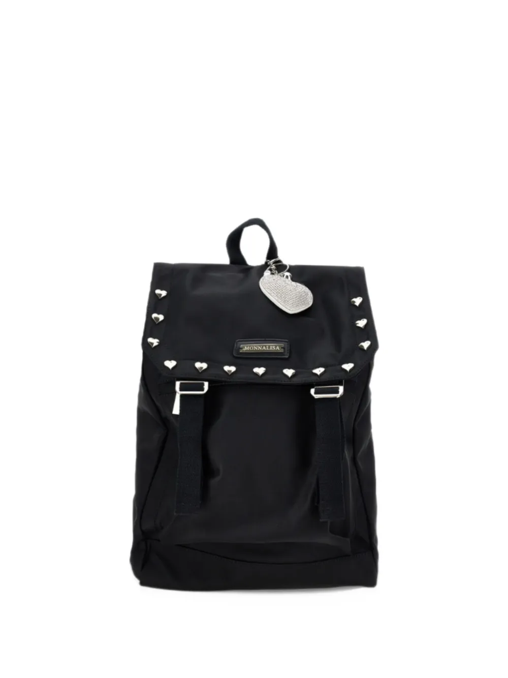 Monnalisa heart-stud foldover backpack - Nero
