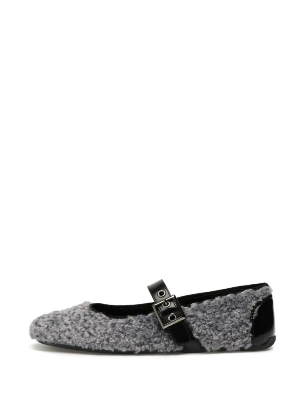 Candice Cooper Dafne Brid Teddy buckle-strap faux-shearling ballet flats Grijs