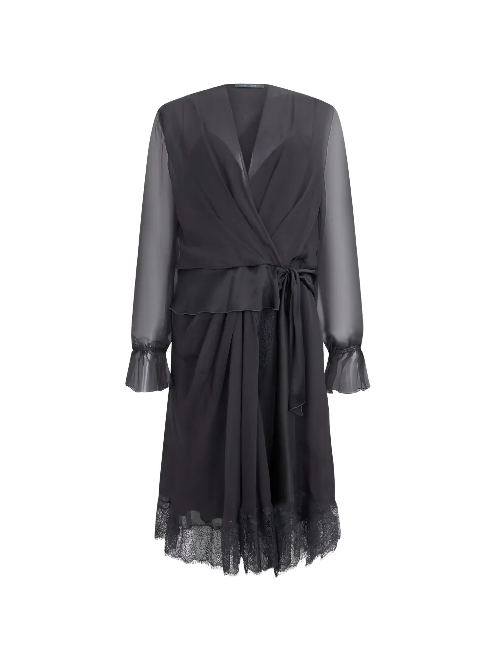 Alberta Ferretti sheer-sleeve dress - Nero