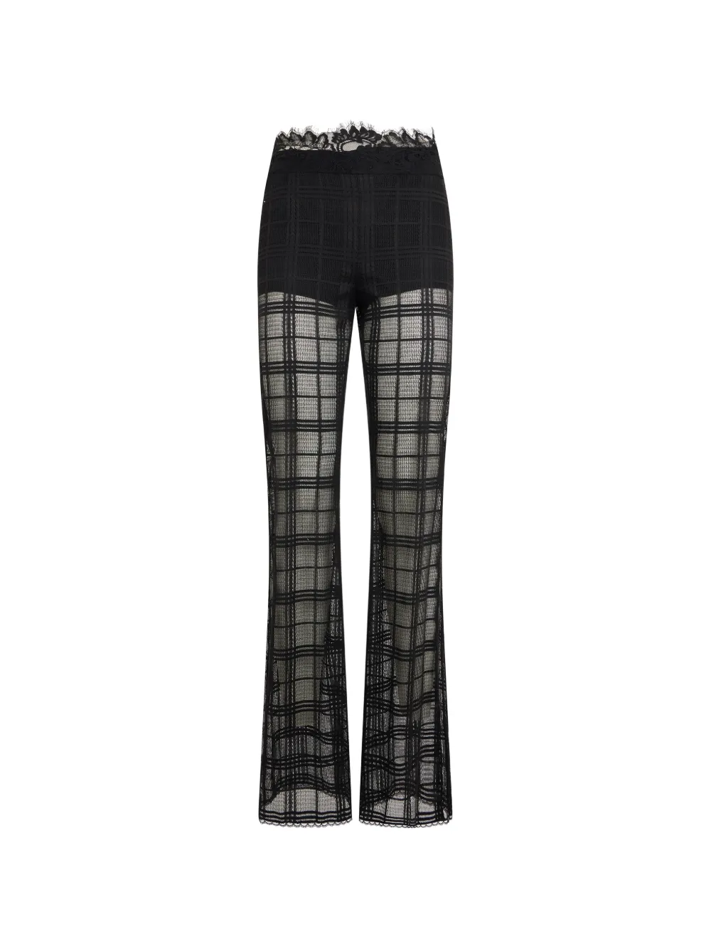 Alberta Ferretti lace-trim flared trousers - Schwarz