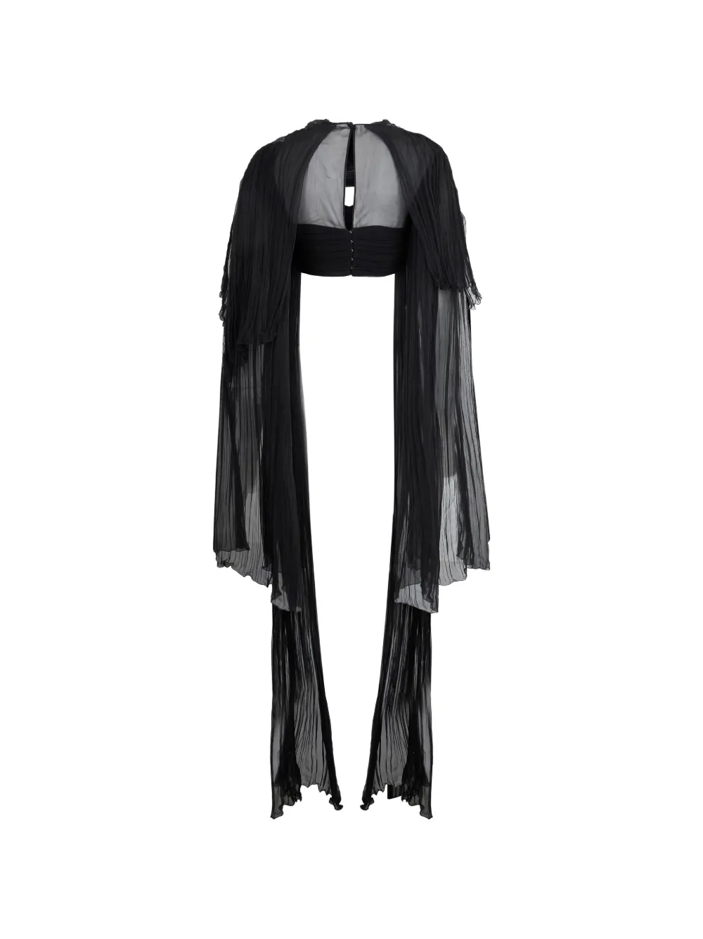 Alberta Ferretti Zijden-chiffon top met plooien Zwart