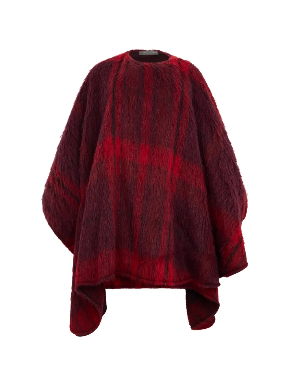 Alberta Ferretti Poncho a quadri in misto mohair - Rosso