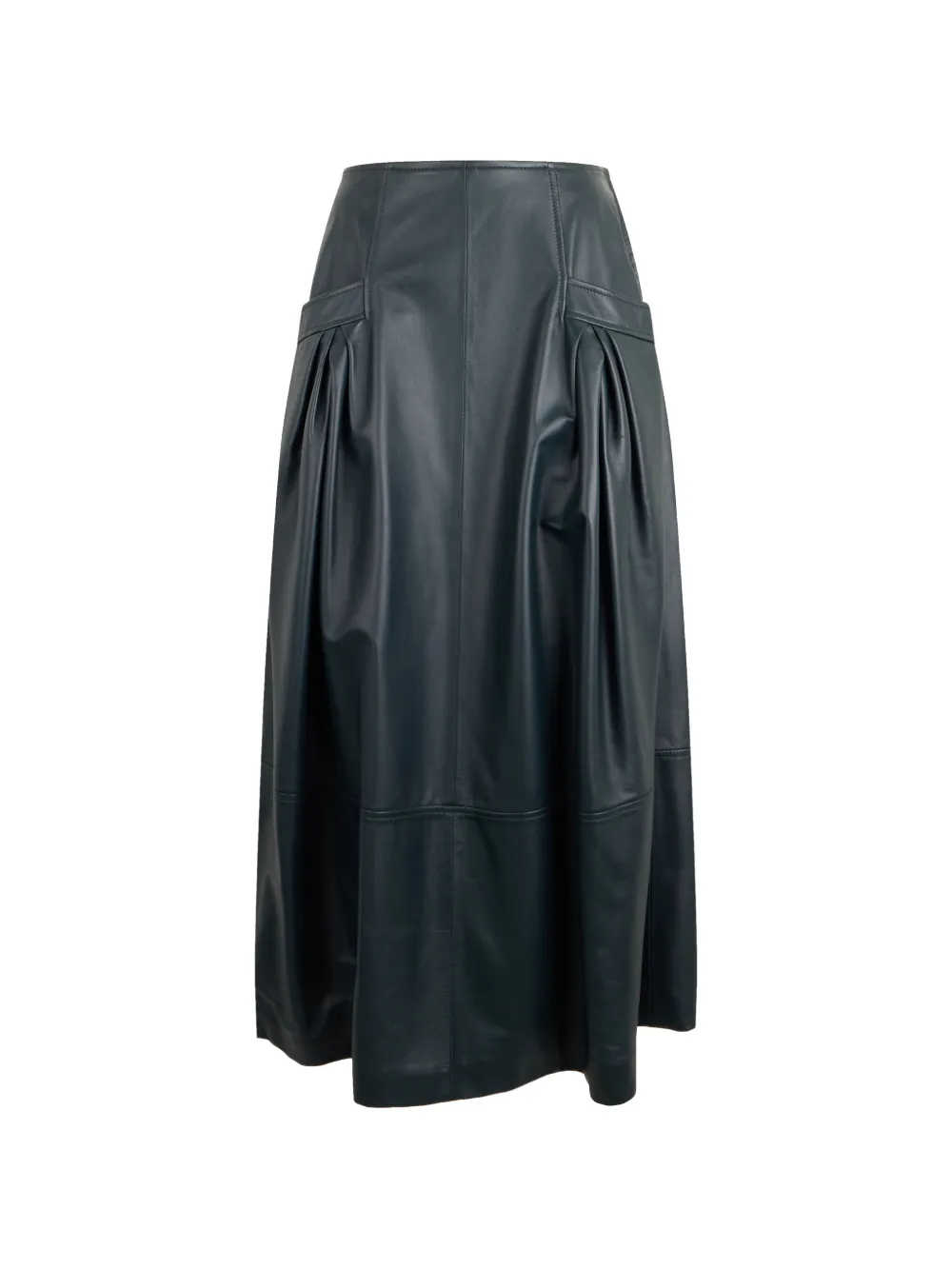 Alberta Ferretti Minigonna plissettata in pelle - Blu