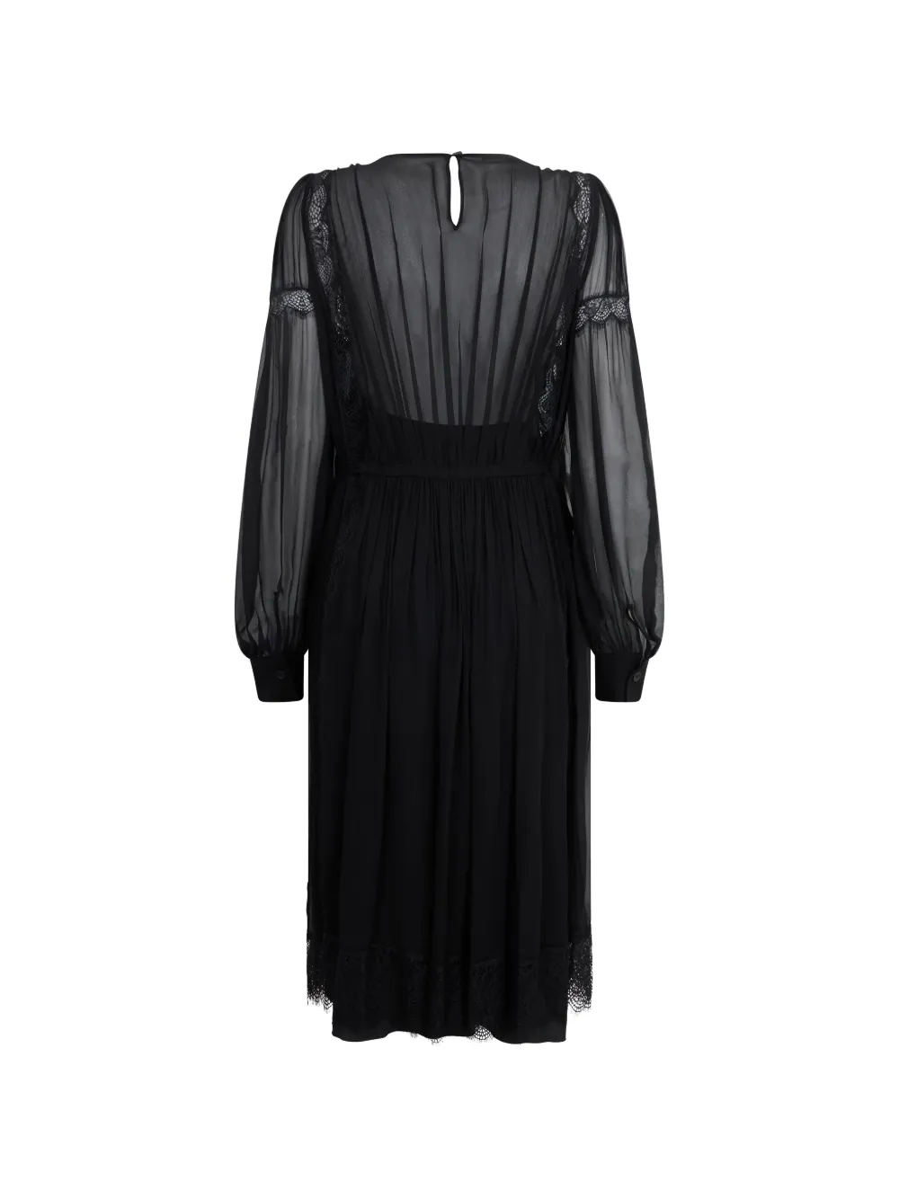 Alberta Ferretti Midi-jurk met afwerking van kant Zwart
