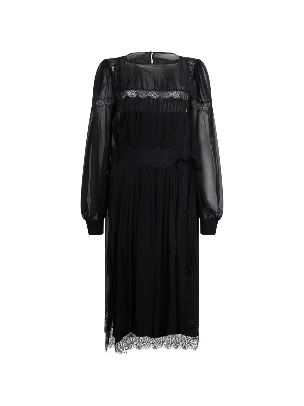 Alberta Ferretti lace-trimmed silk midi dress - Schwarz