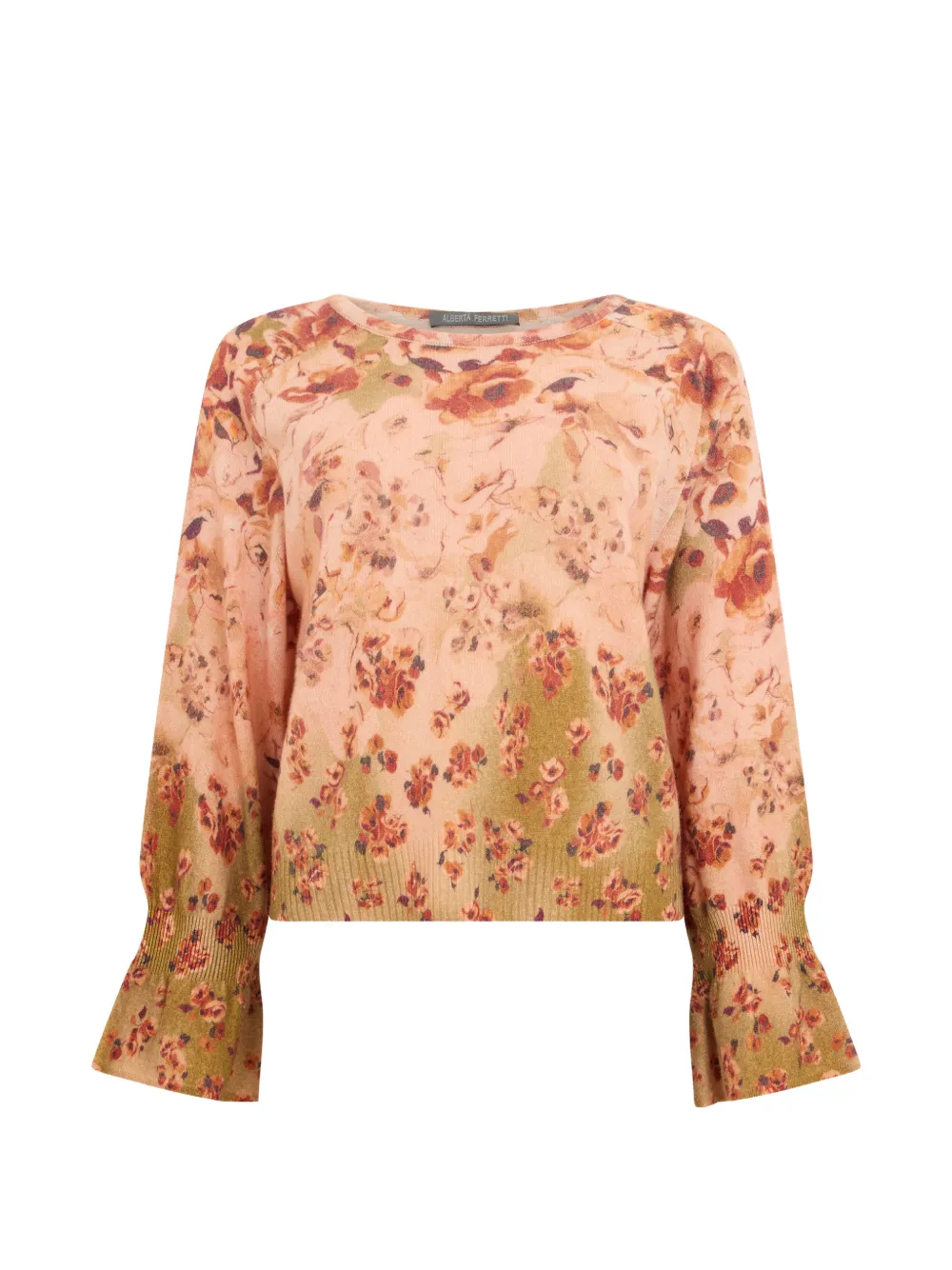 Alberta Ferretti floral-print flared-sleeve sweater - Rosa