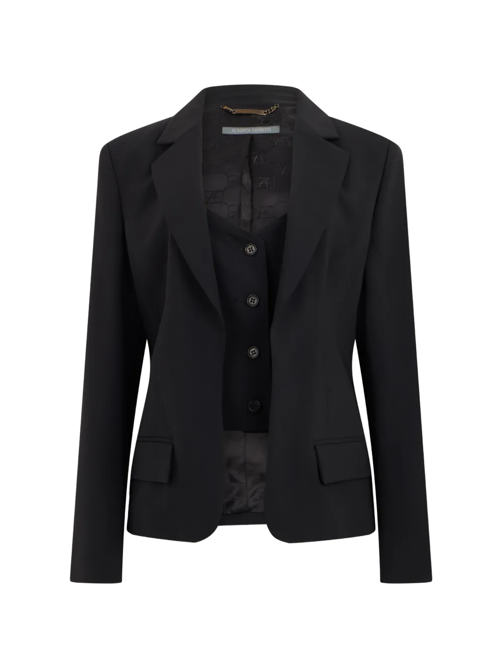 Alberta Ferretti peak-lapel layered-waistcoat blazer - Schwarz