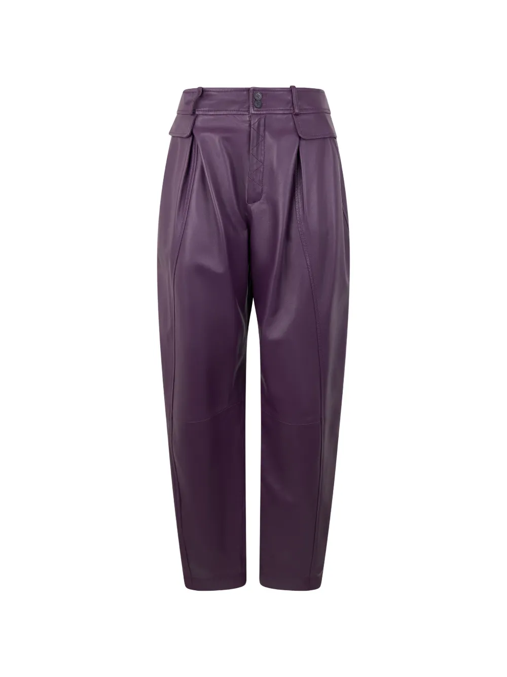 Alberta Ferretti Leren plooibroek Paars