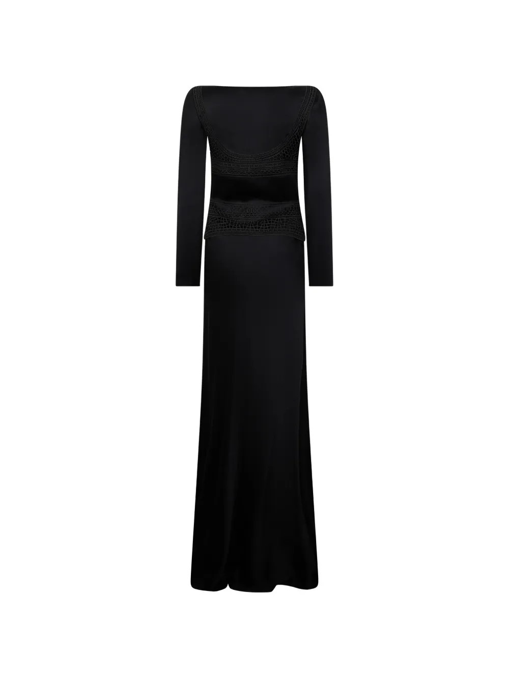 Alberta Ferretti Maxi-jurk met lange mouwen en kanten inzetstuk Zwart