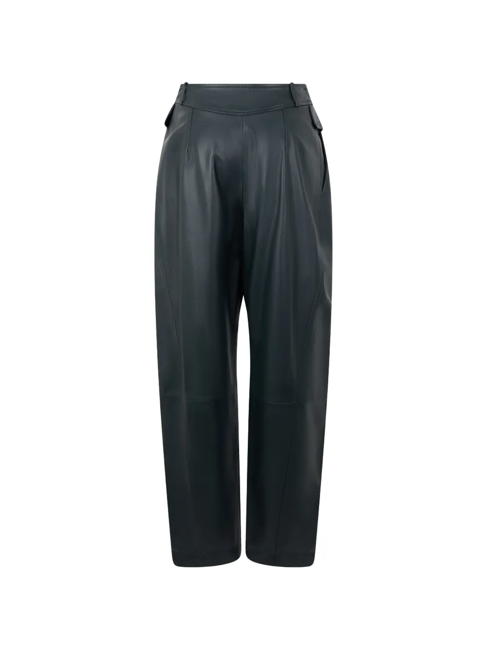 Alberta Ferretti High waist leren plooibroek Groen