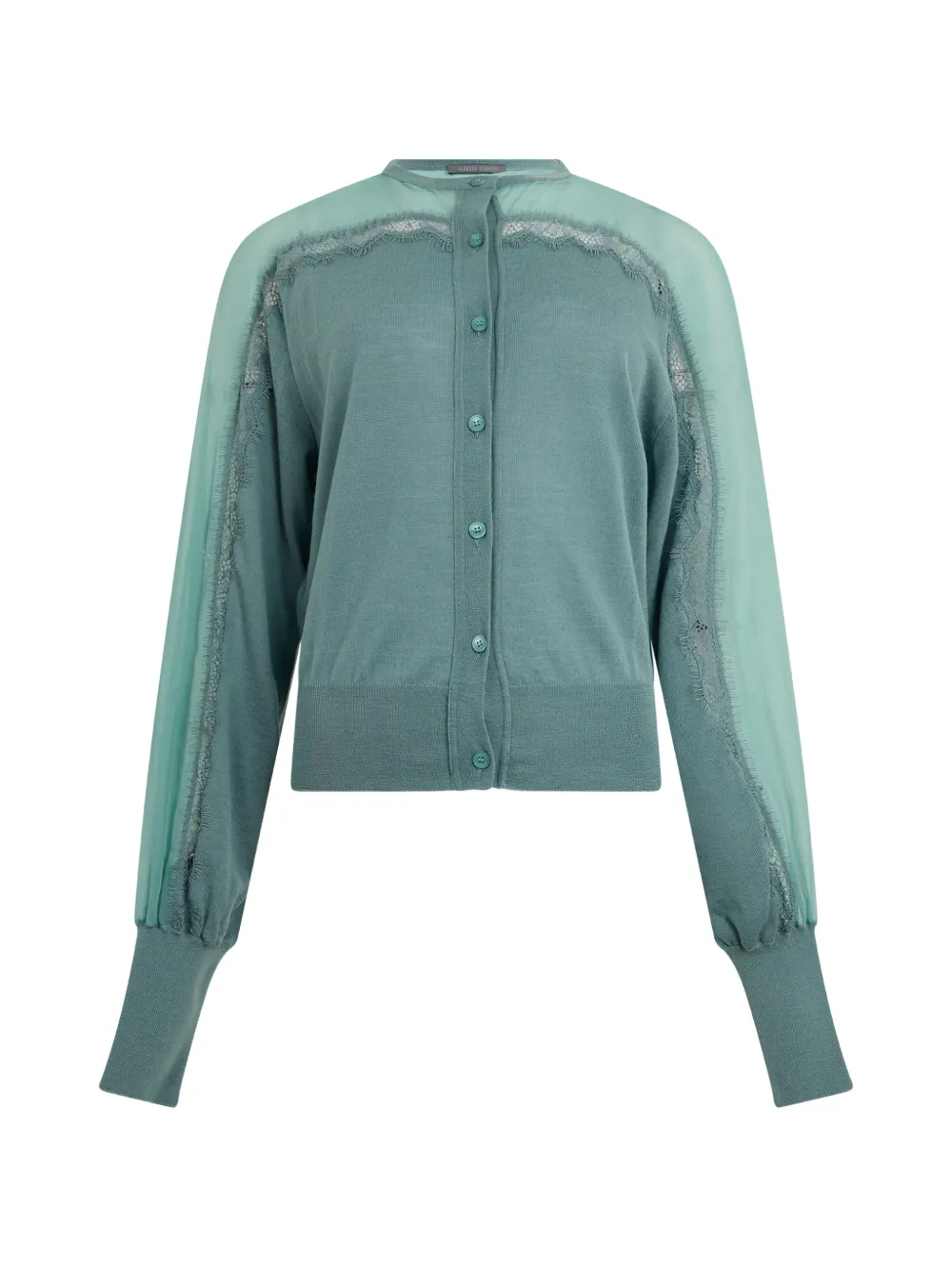 Alberta Ferretti lace-trim cropped cardigan - Grün