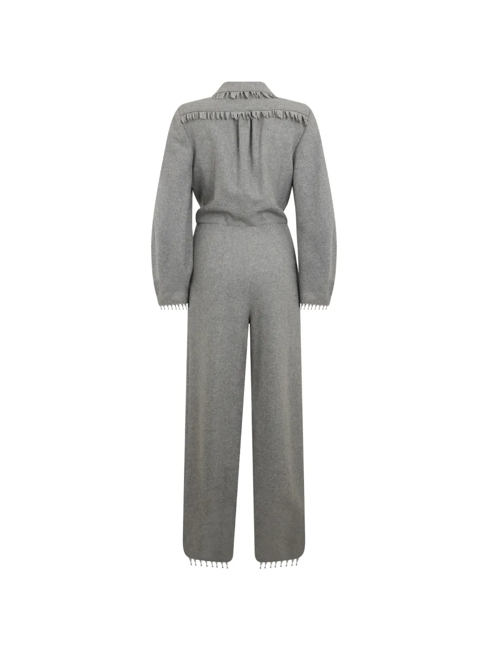 Alberta Ferretti Jumpsuit met franje afwerking en ceintuur Grijs