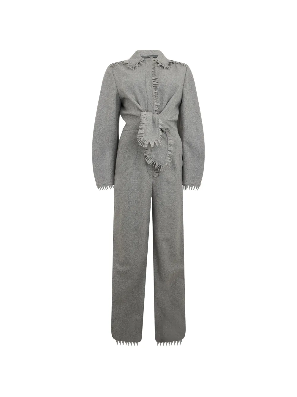 Alberta Ferretti fringe-trimmed belted jumpsuit - Grigio