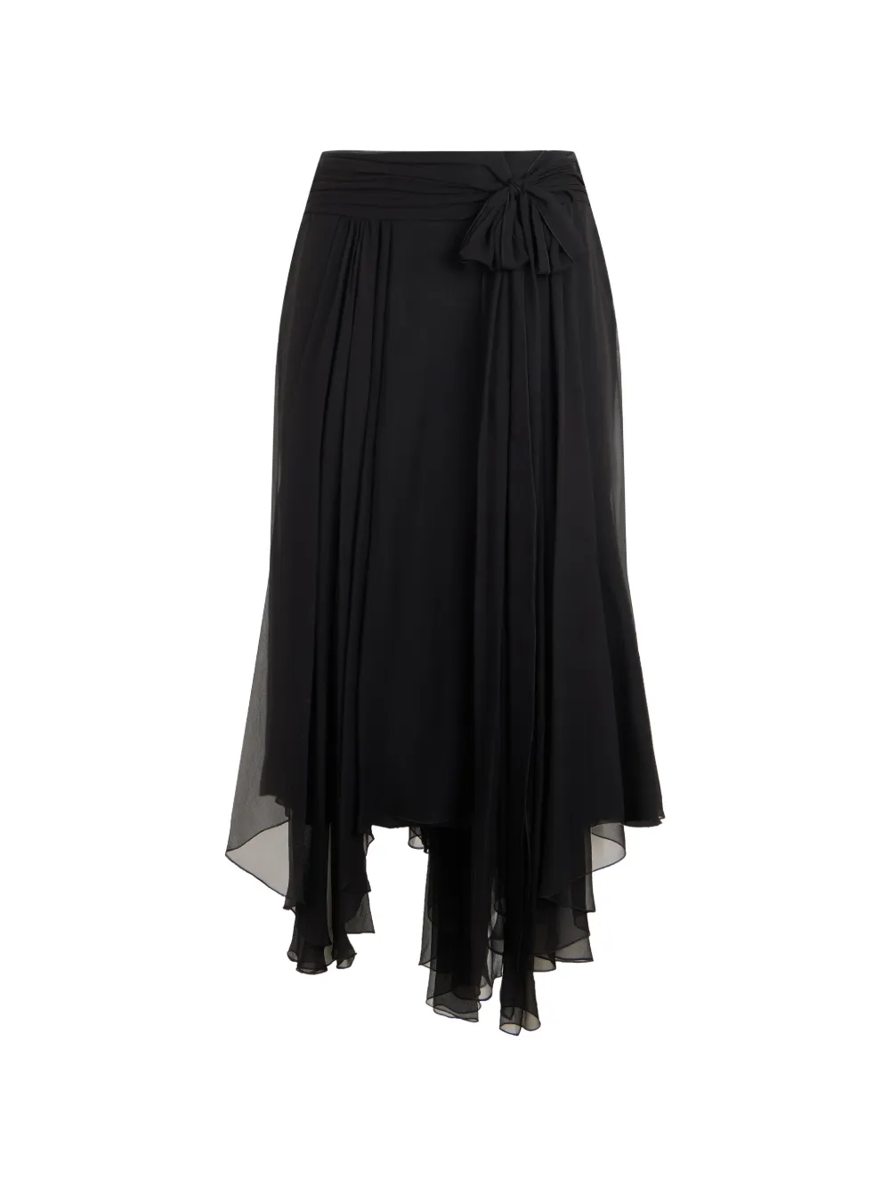 Alberta Ferretti asymmetric silk midi skirt - Schwarz