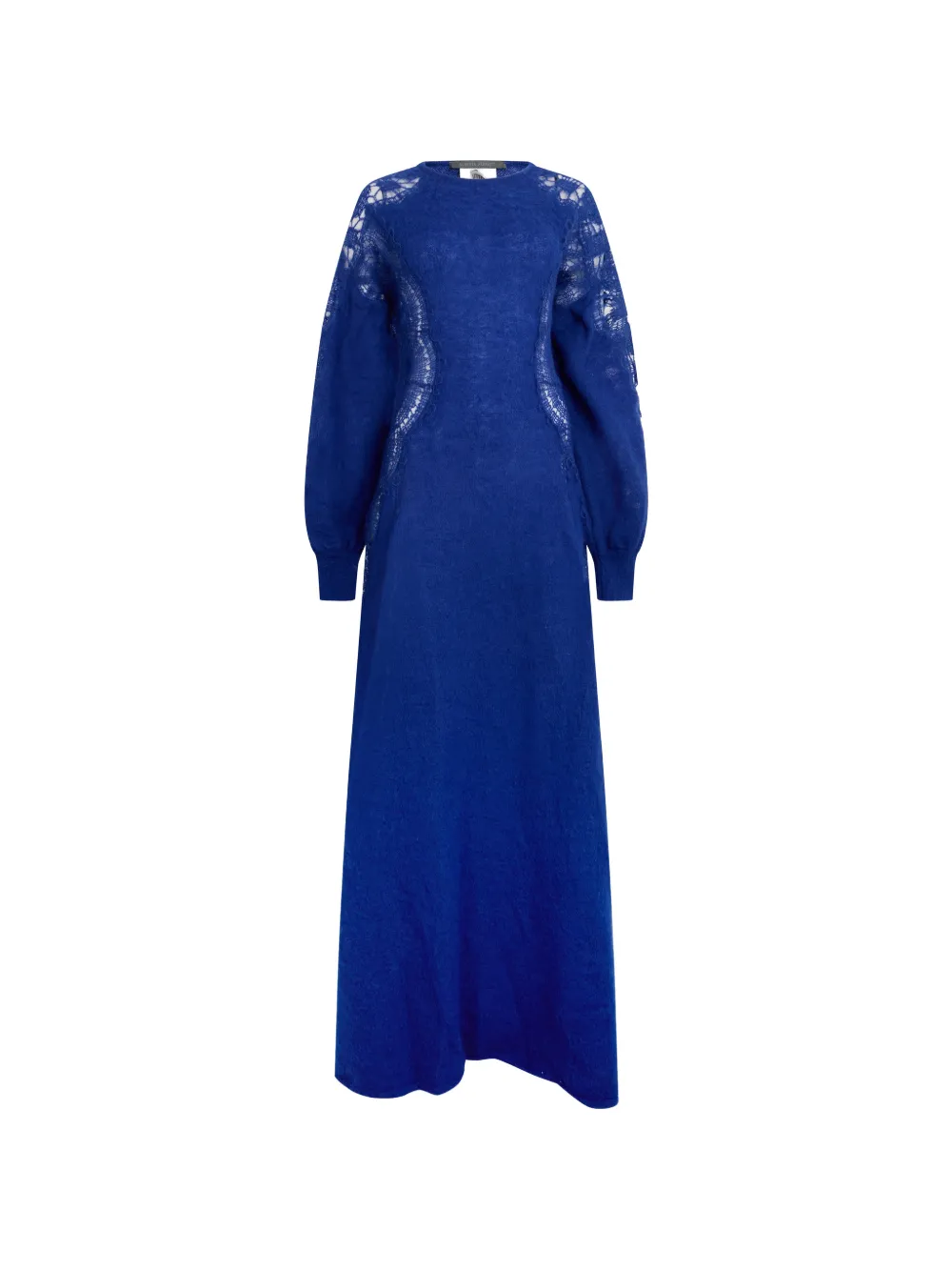 Alberta Ferretti Maxi-jurk met lange mouwen en kanten inzetstuk Blauw