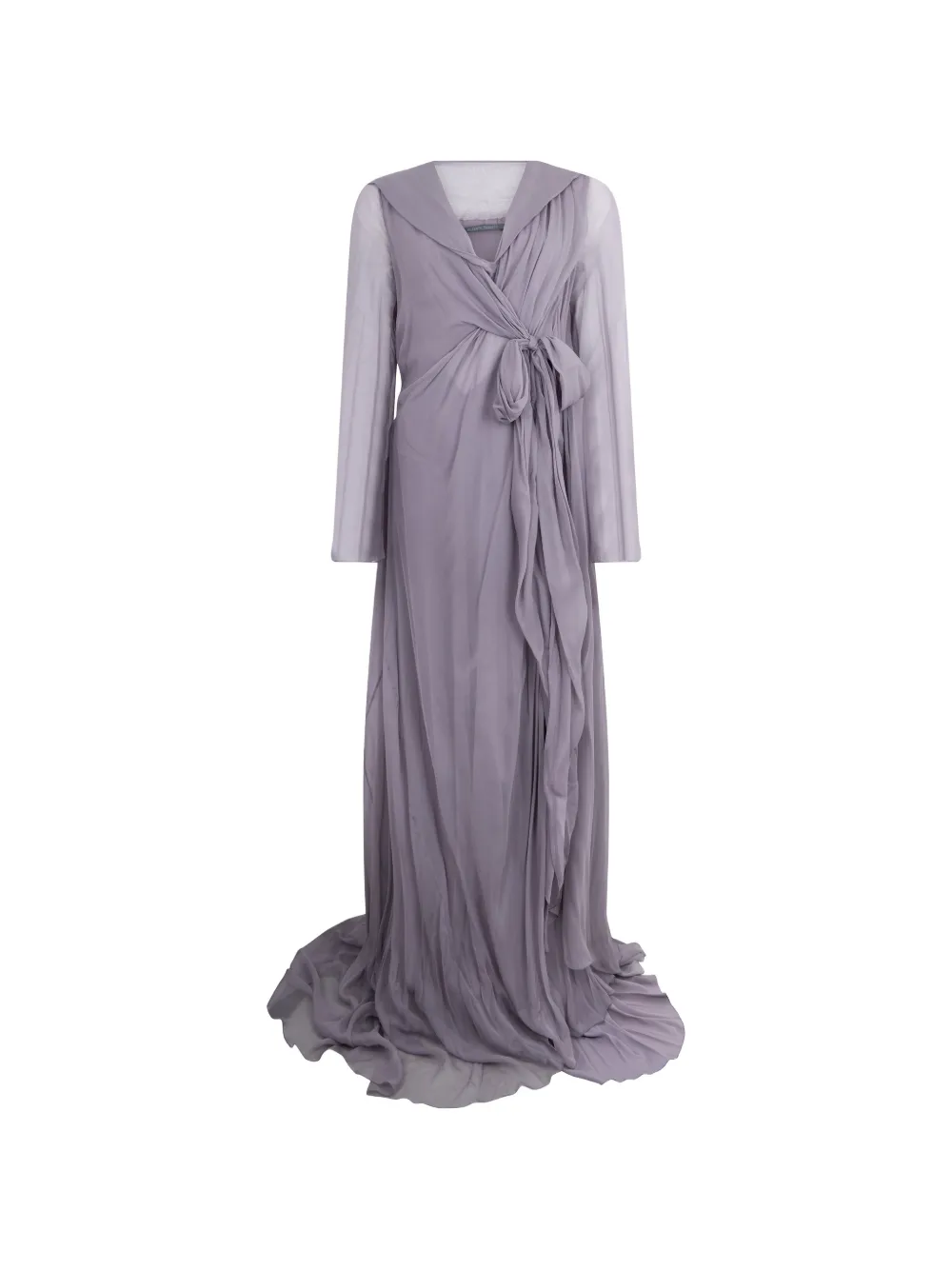 Alberta Ferretti hooded silk maxi dress Paars