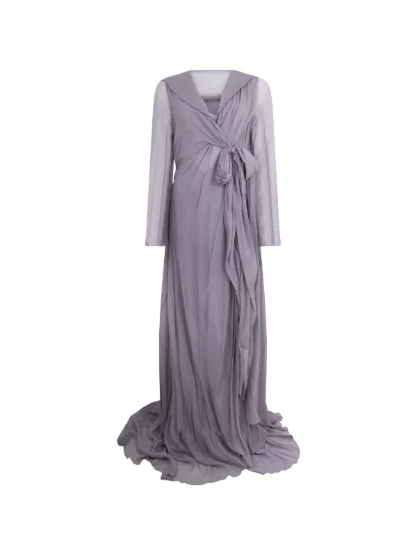 purple grey maxi dress Alberta Ferretti Hooded Silk | Collection: 25 AW REACTIVE