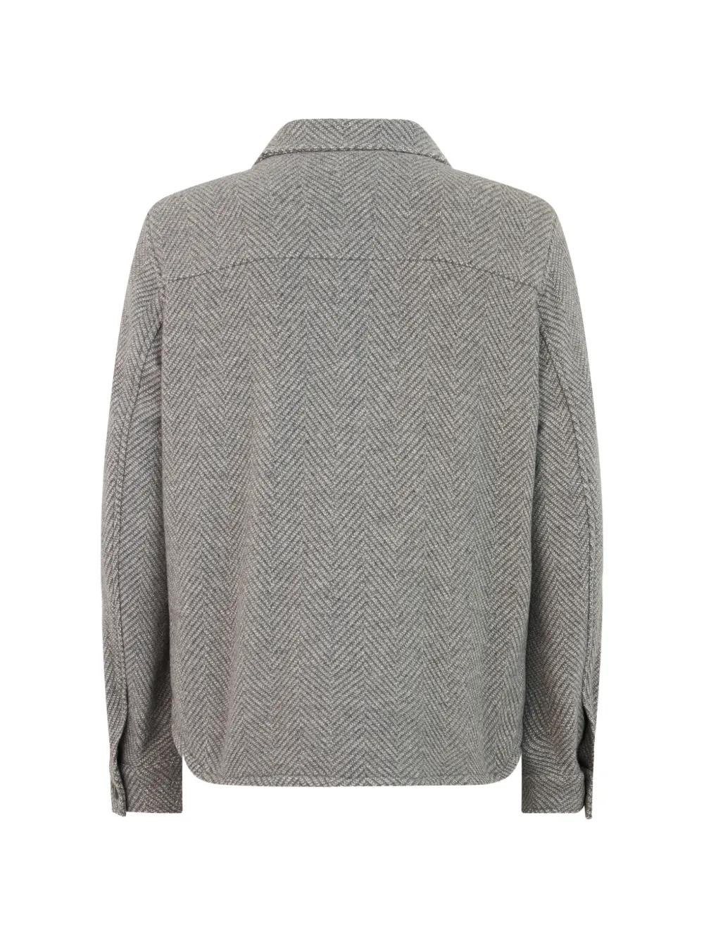 Herno Gebreid shirtjack met visgraatpatroon Grijs