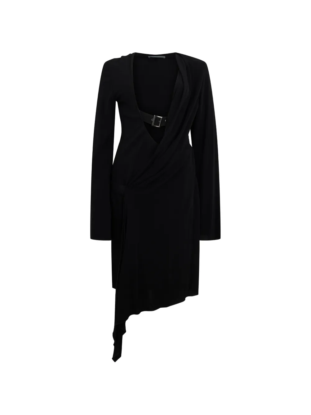 Alberta Ferretti belted asymmetric dress Zwart